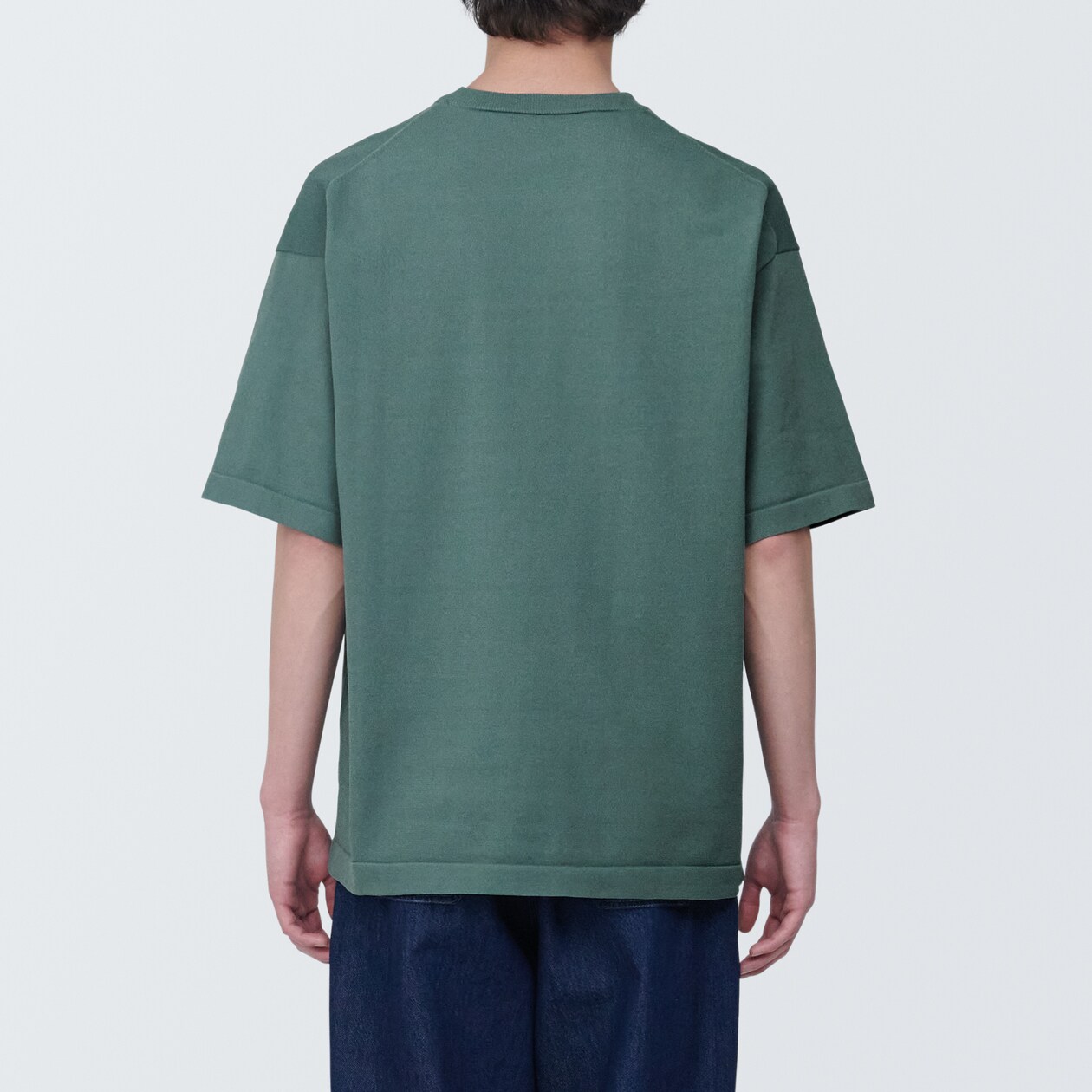 紳士　ＵＶカット天竺編みクルーネック半袖ニットＴシャツ