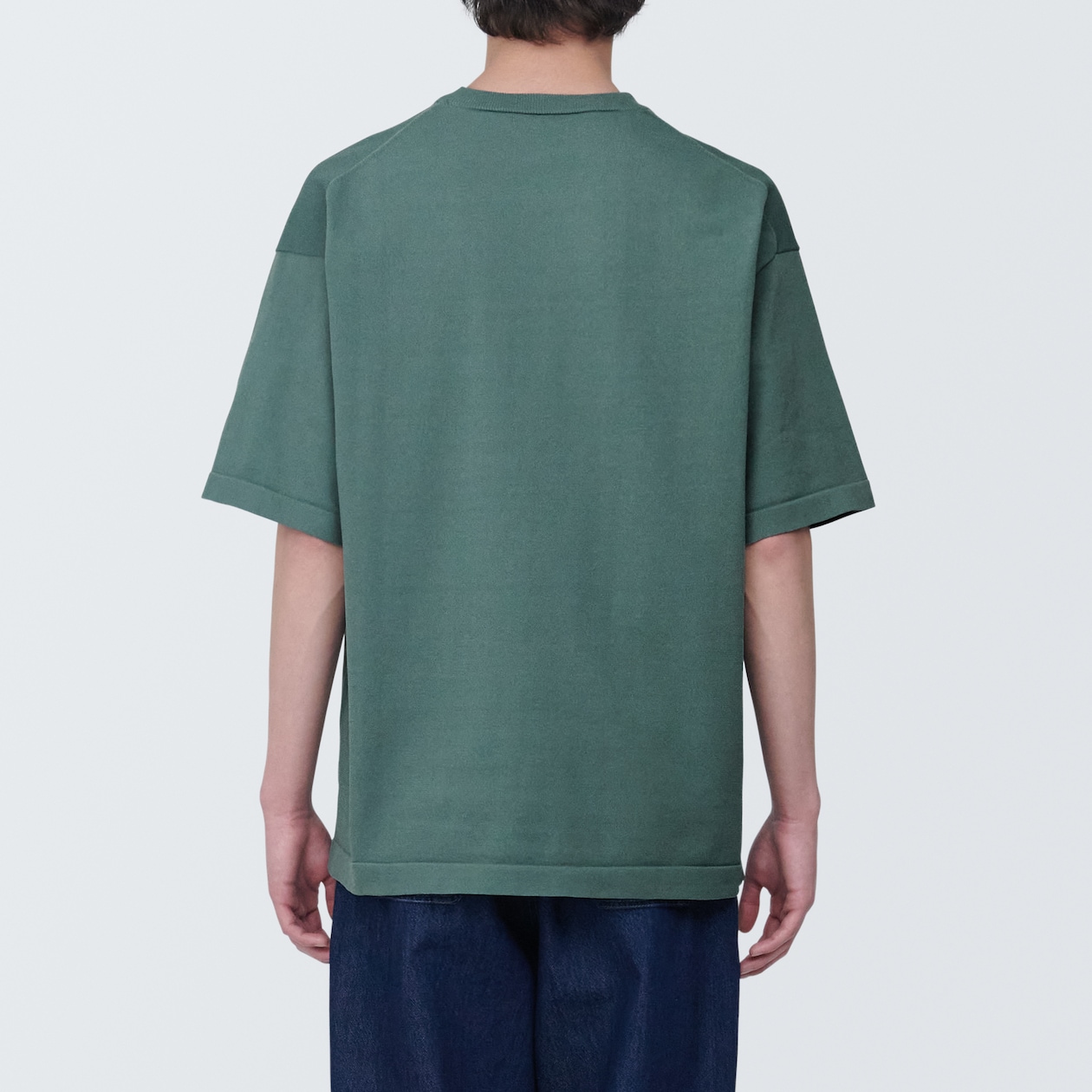 紳士　ＵＶカット天竺編みクルーネック半袖ニットＴシャツ