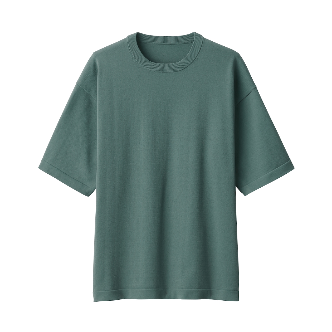 紳士　ＵＶカット天竺編みクルーネック半袖ニットＴシャツ