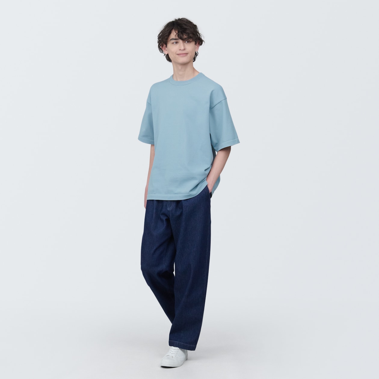 紳士　ＵＶカット天竺編みクルーネック半袖ニットＴシャツ