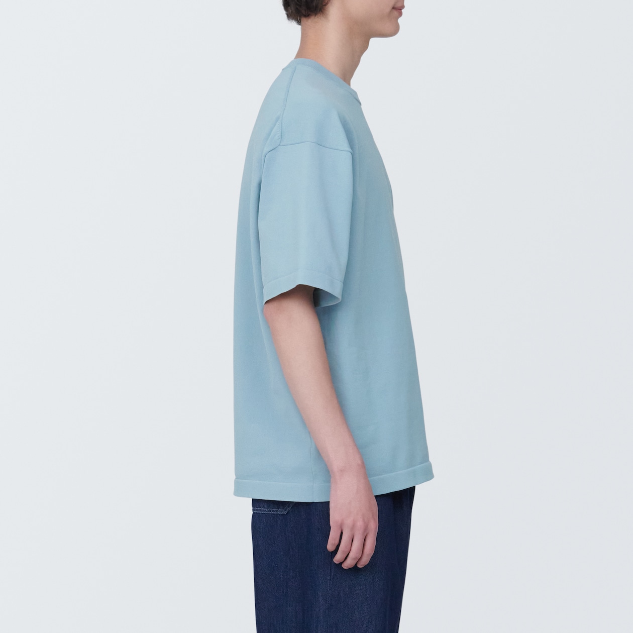 紳士　ＵＶカット天竺編みクルーネック半袖ニットＴシャツ