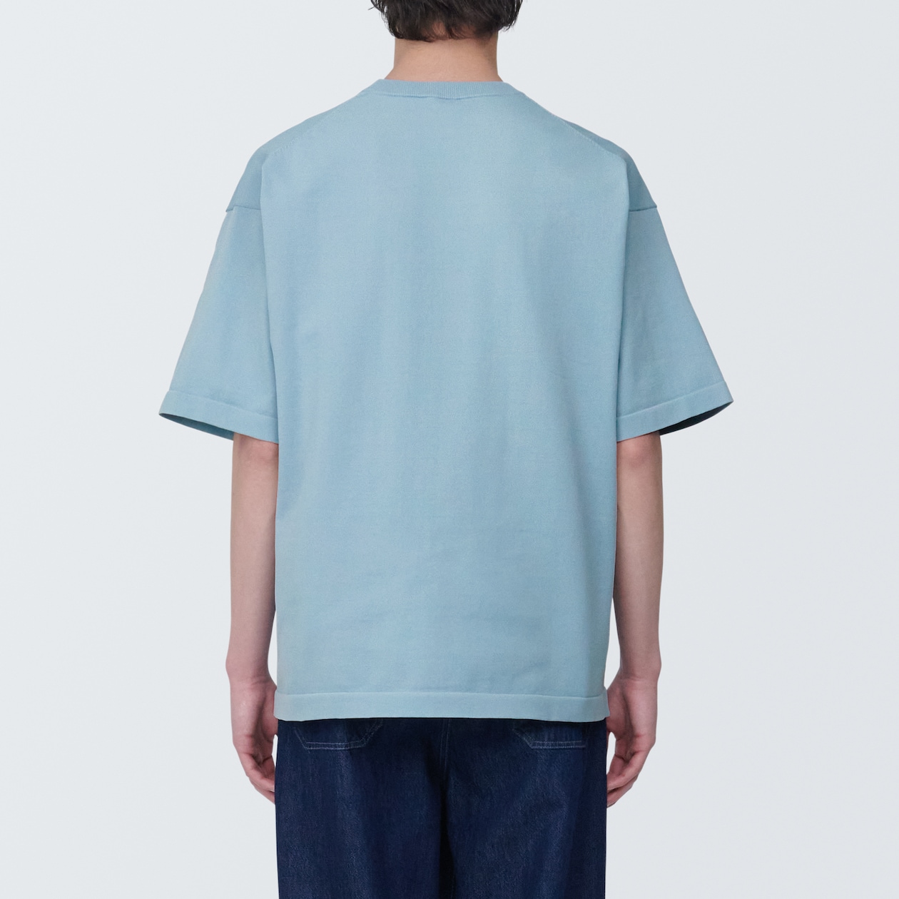 紳士　ＵＶカット天竺編みクルーネック半袖ニットＴシャツ