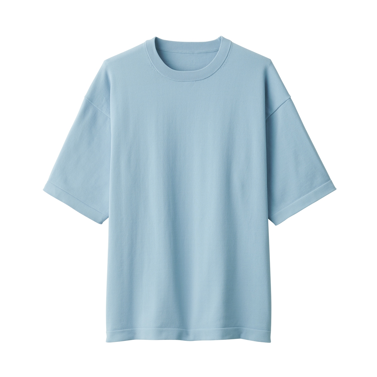 紳士　ＵＶカット天竺編みクルーネック半袖ニットＴシャツ