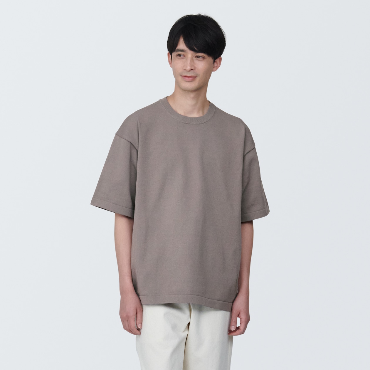 紳士　ＵＶカット天竺編みクルーネック半袖ニットＴシャツ