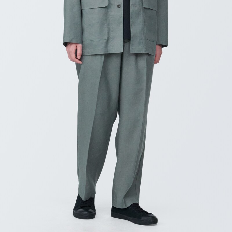 紳士 ヘンプ混タックストレートパンツ | 無印良品