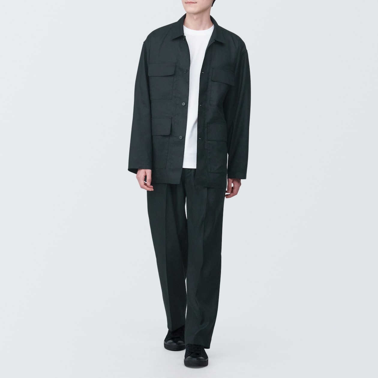 紳士　ヘンプ混タックストレートパンツ