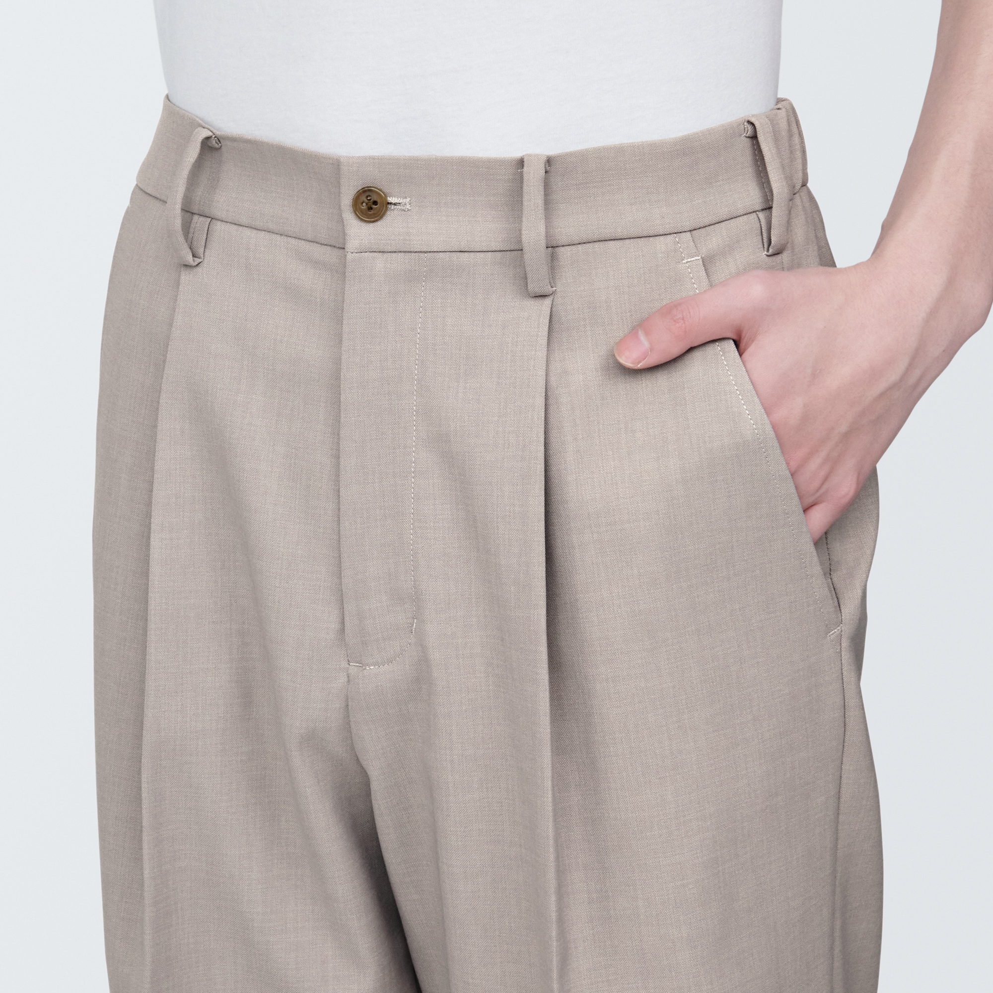 紳士 シワになりにくいストレッチタックワイドパンツ | 無印良品 紳士 シワになりにくいストレッチタックワイドパンツ | 無印良品