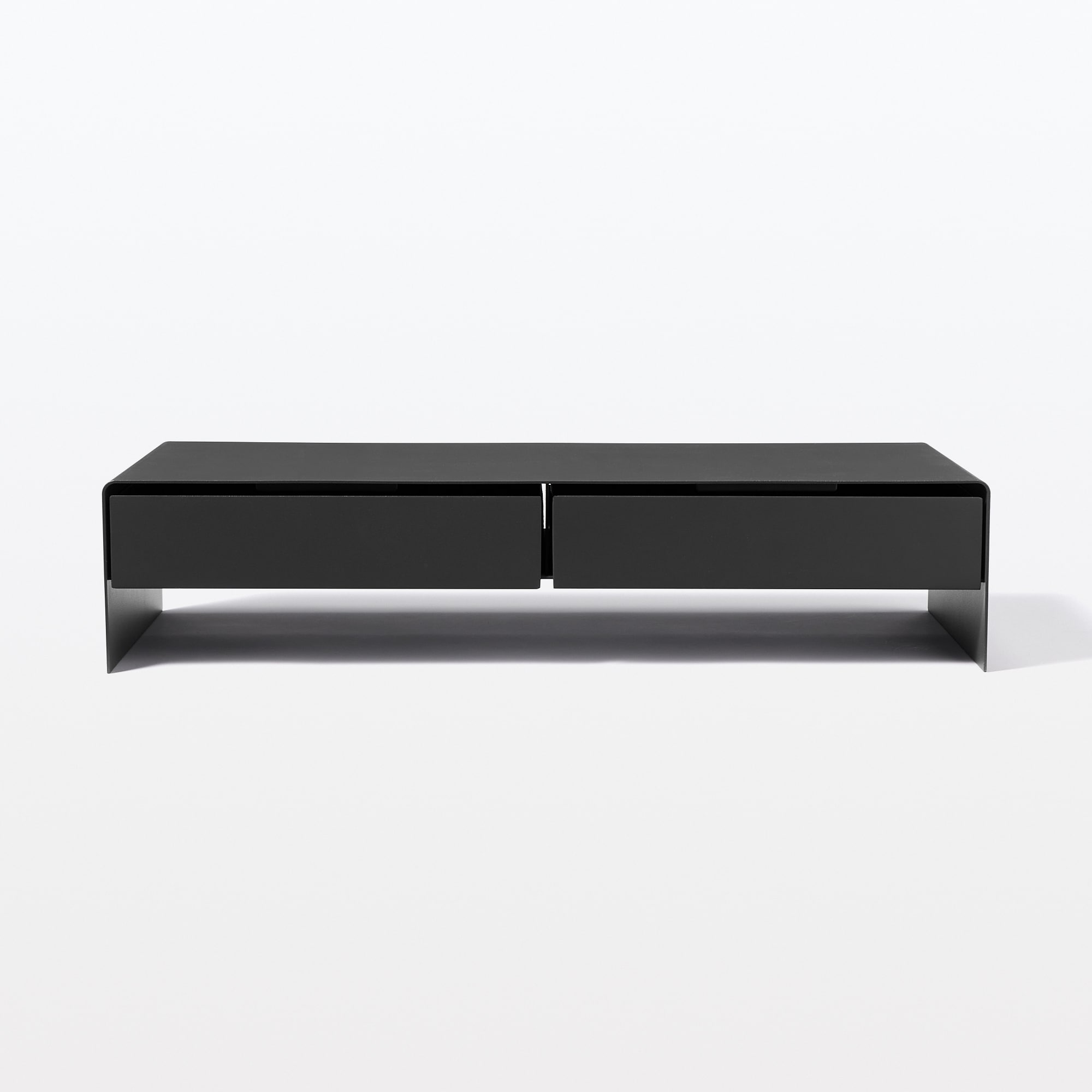 スチールモニタースタンド　引出付・ワイド・ダークグレー