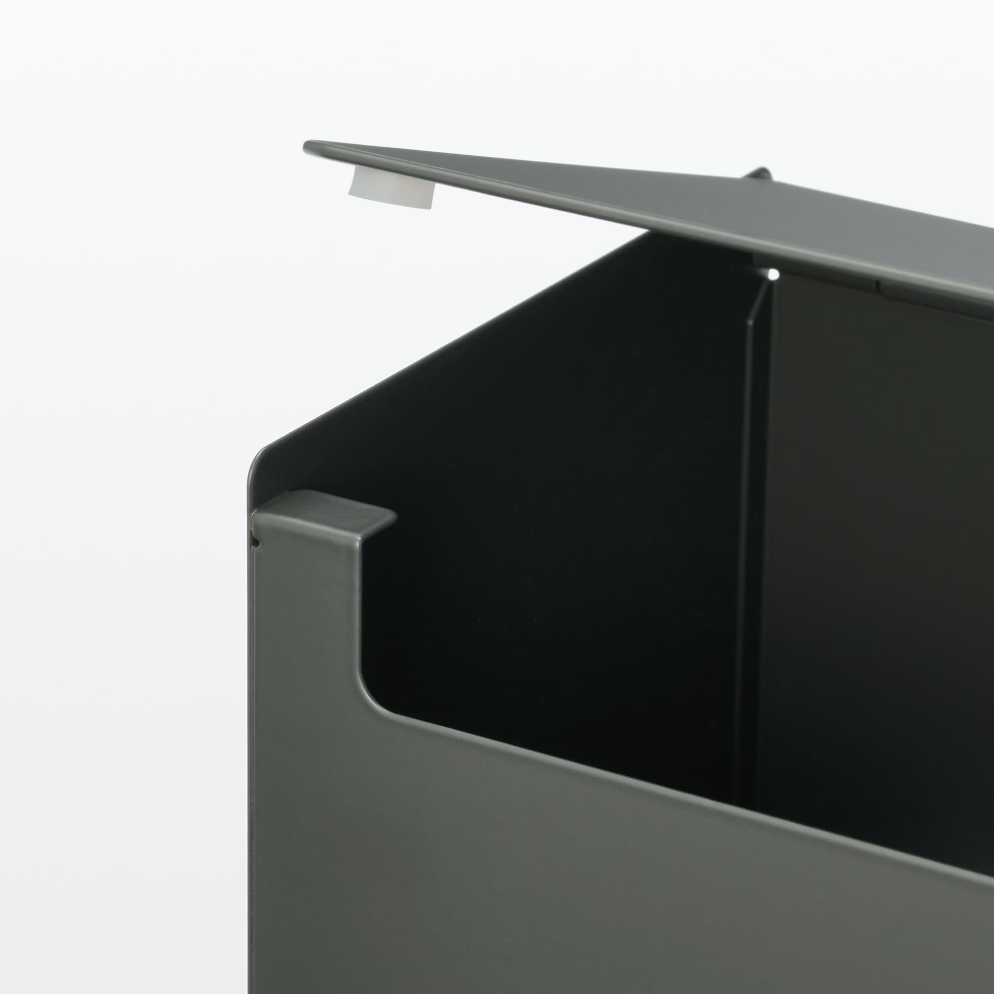 スチールタップ収納箱フラップ式・ダークグレー