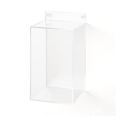 壁に付けられるアクリルディスプレイ　ボックス型　約幅１２．６×奥行１２．４×高さ２３ｃｍ　　石こうボード用