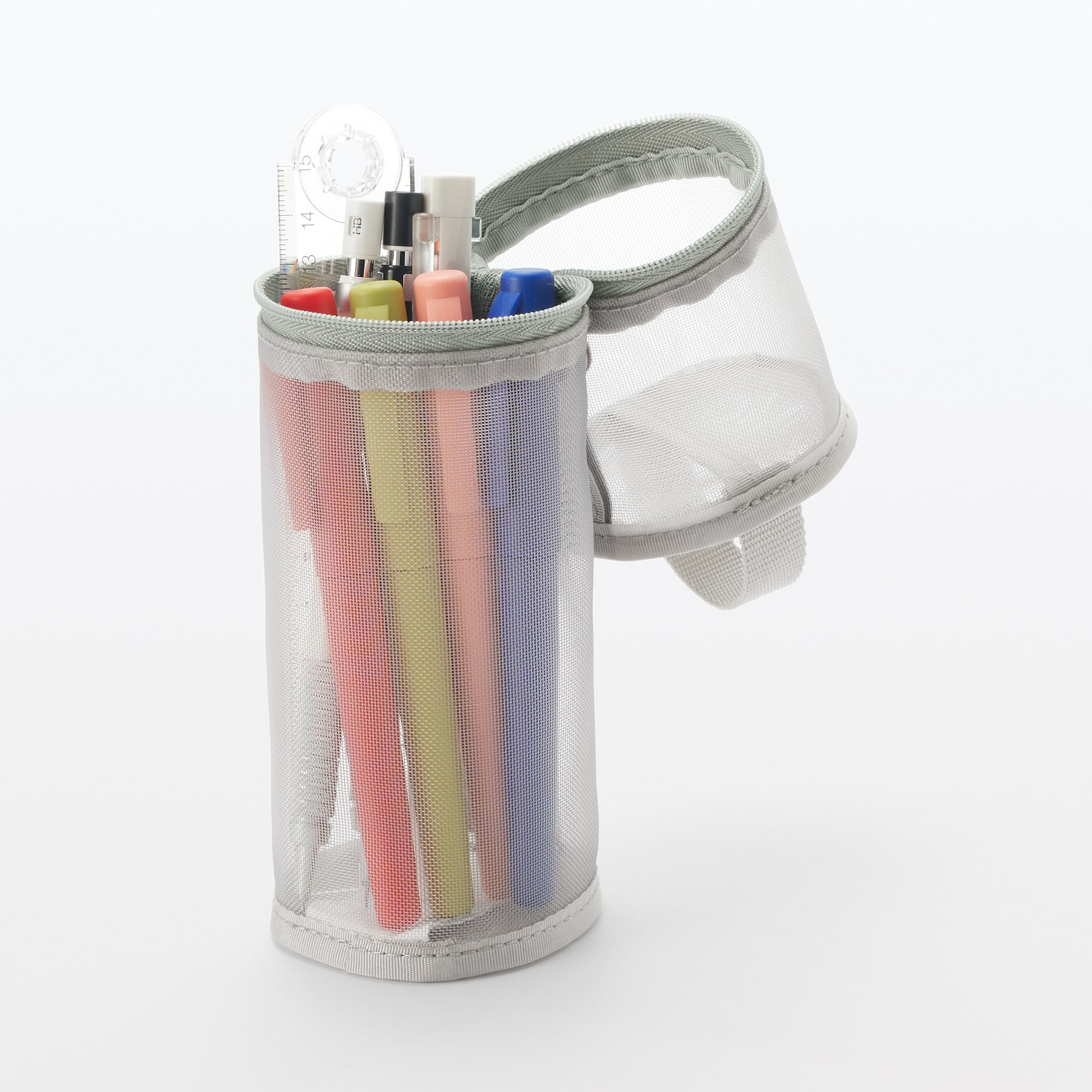 ナイロンメッシュ縦でも横でも使えるペンケース