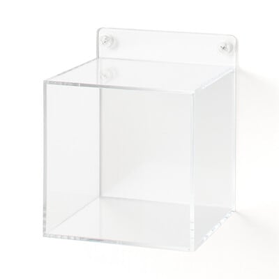 壁に付けられるアクリルディスプレイ　ボックス型　約幅１２．６×奥行１２．４×高さ１５ｃｍ　石こうボード用