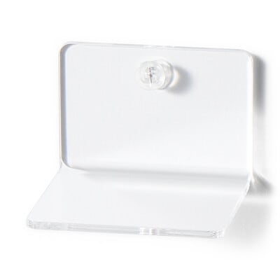 壁に付けられるアクリルディスプレイ　Ｌ字型　約幅７×奥行７×高さ５ｃｍ　石こうボード用