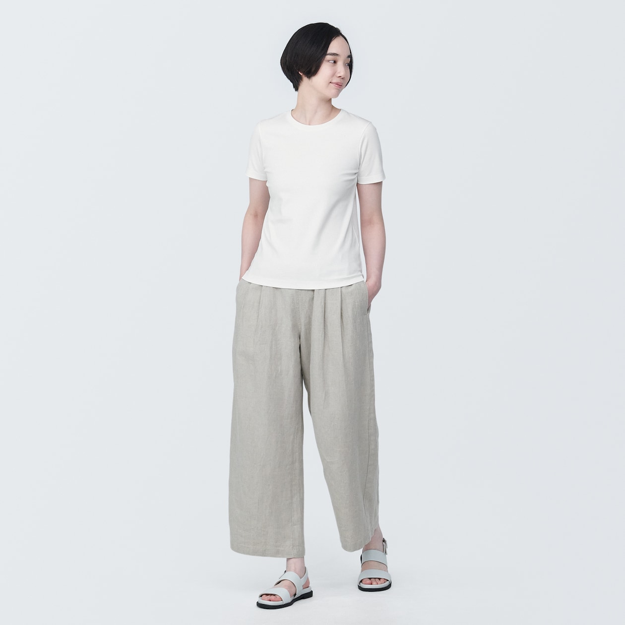 婦人　汗じみしにくいクルーネック半袖Ｔシャツ