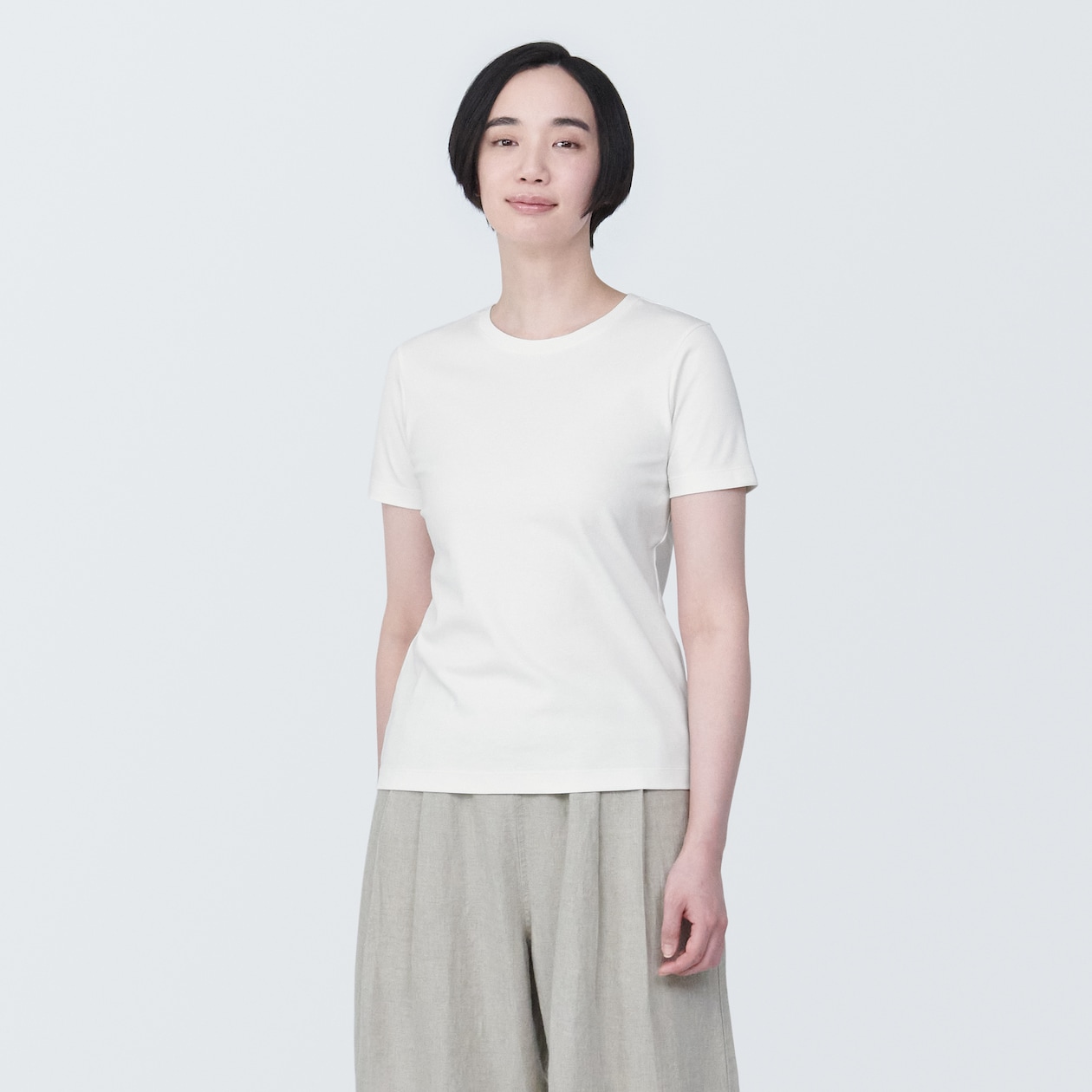 婦人　汗じみしにくいクルーネック半袖Ｔシャツ