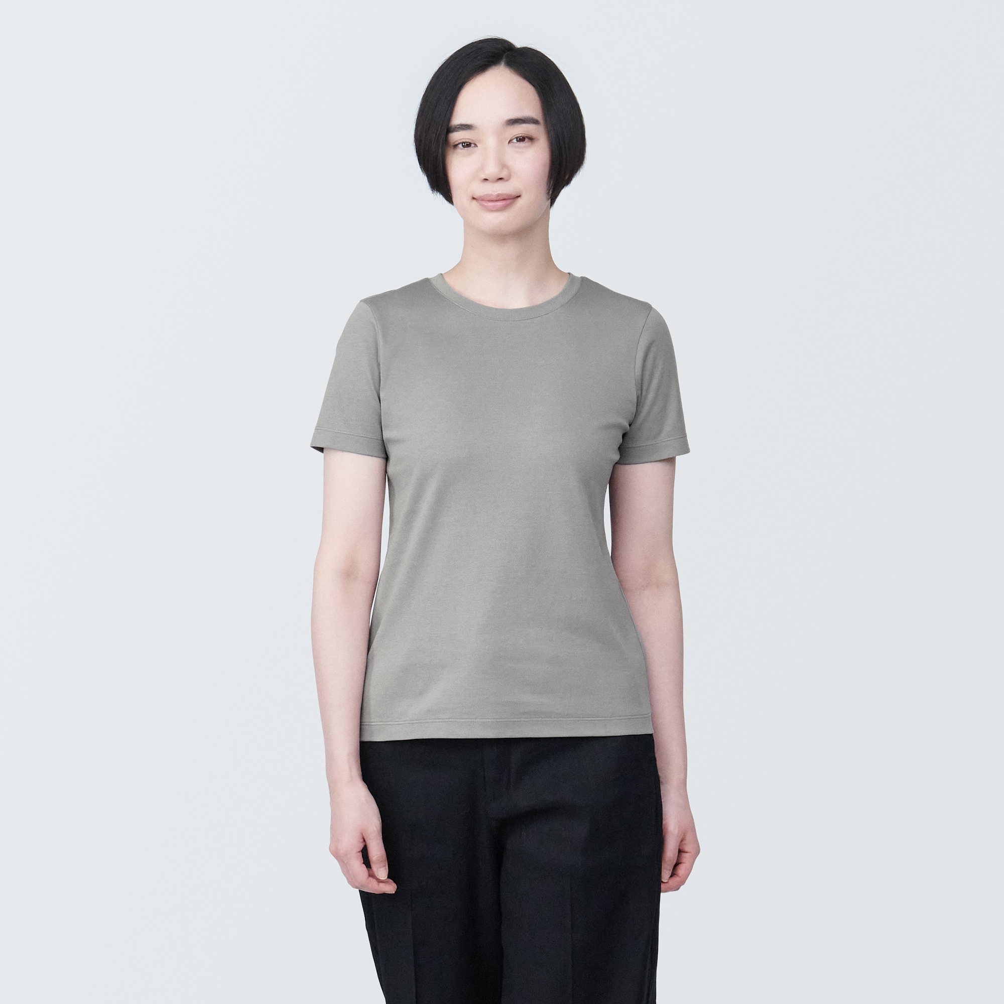 【売り切り御免！】 婦人 汗じみしにくいクルーネック半袖Tシャツ 無印良品 | トップス