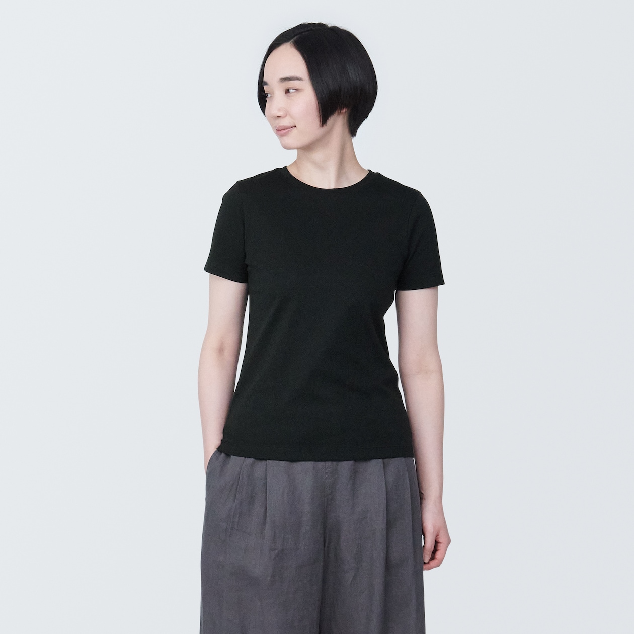 婦人　汗じみしにくいクルーネック半袖Ｔシャツ