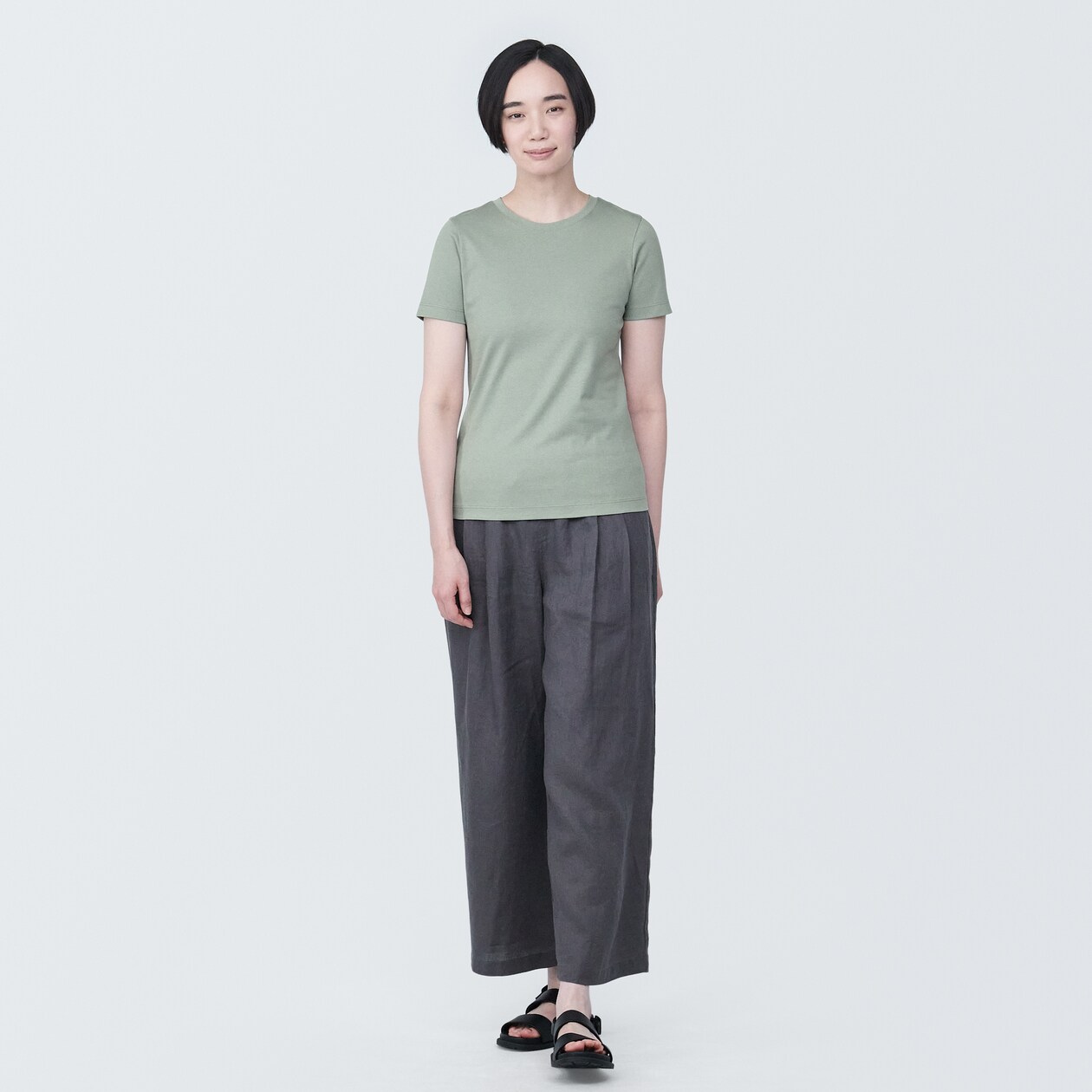 婦人　汗じみしにくいクルーネック半袖Ｔシャツ