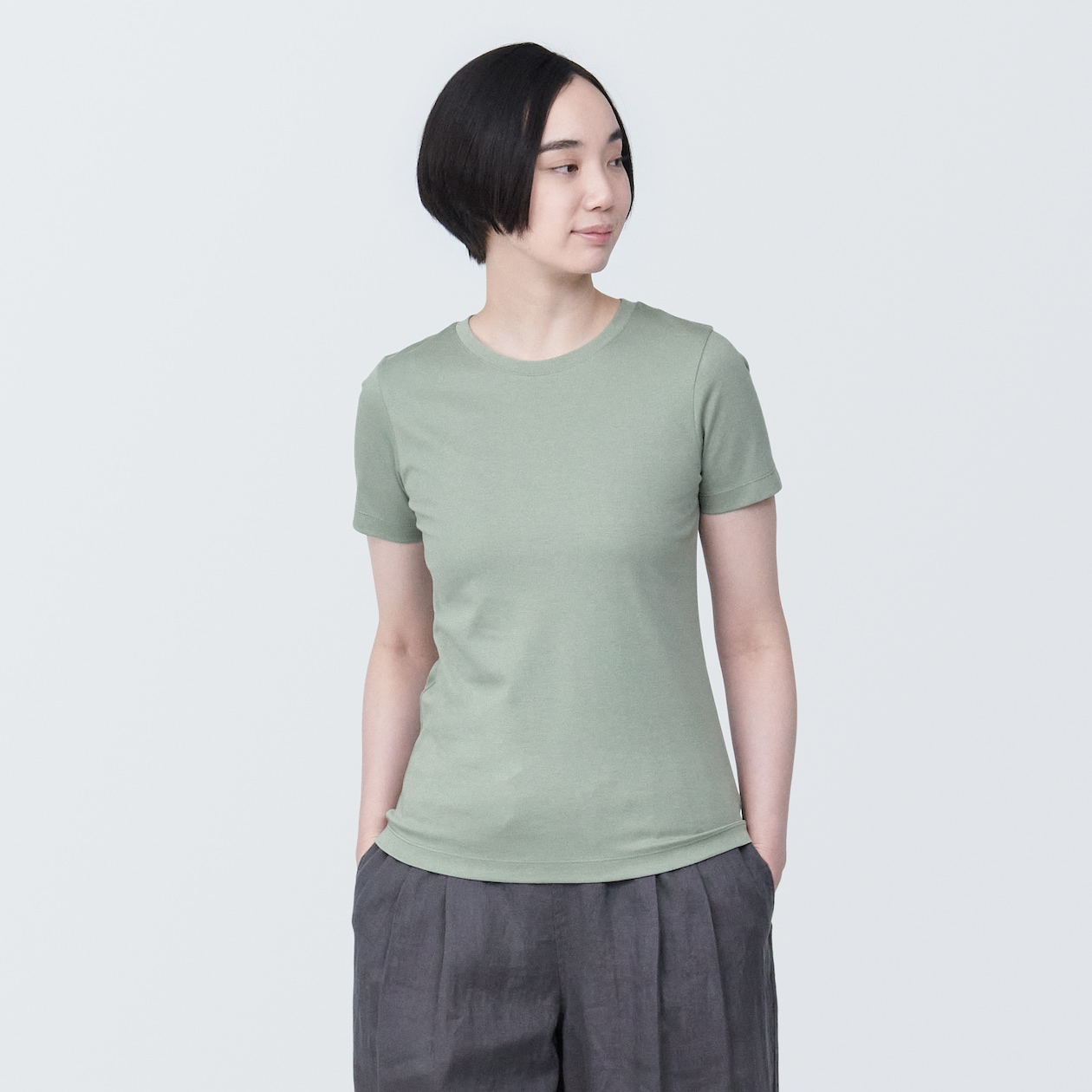 婦人　汗じみしにくいクルーネック半袖Ｔシャツ