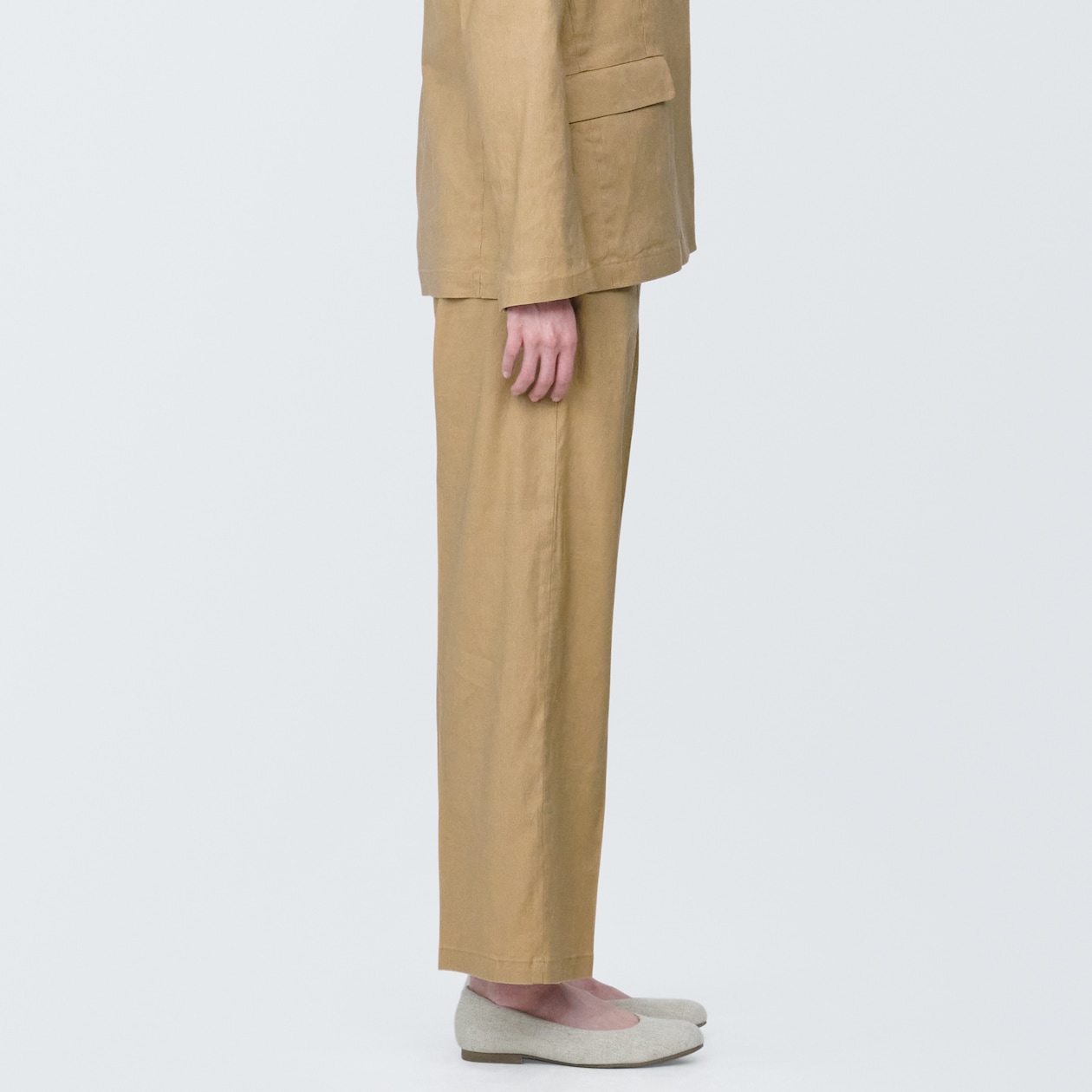 婦人　ヘンプ混ストレッチストレートパンツ