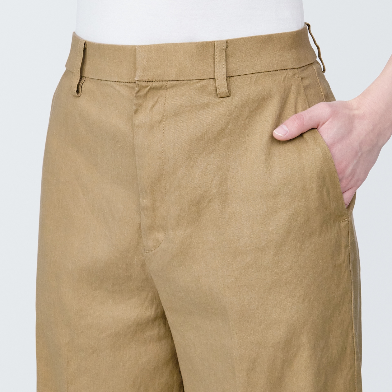 婦人　ヘンプ混ストレッチストレートパンツ