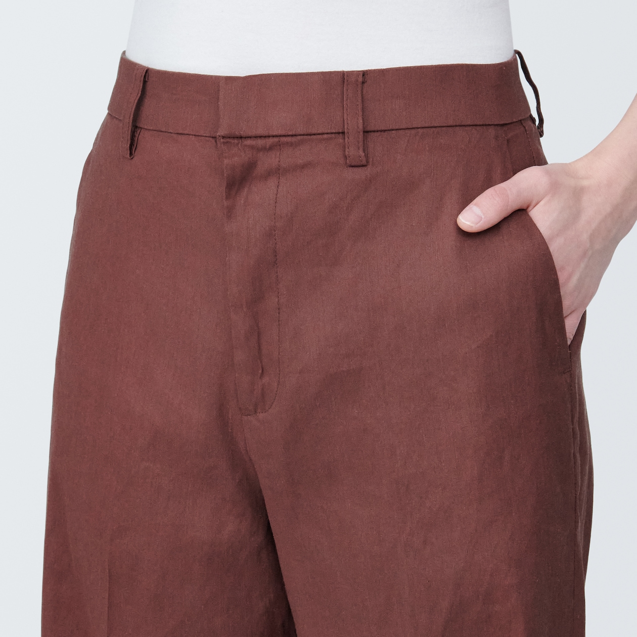 婦人　ヘンプ混ストレッチストレートパンツ