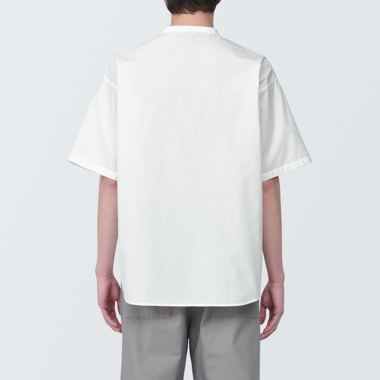 【欧米サイズ】紳士　涼感ヘンリーネック半袖布帛Ｔシャツ
