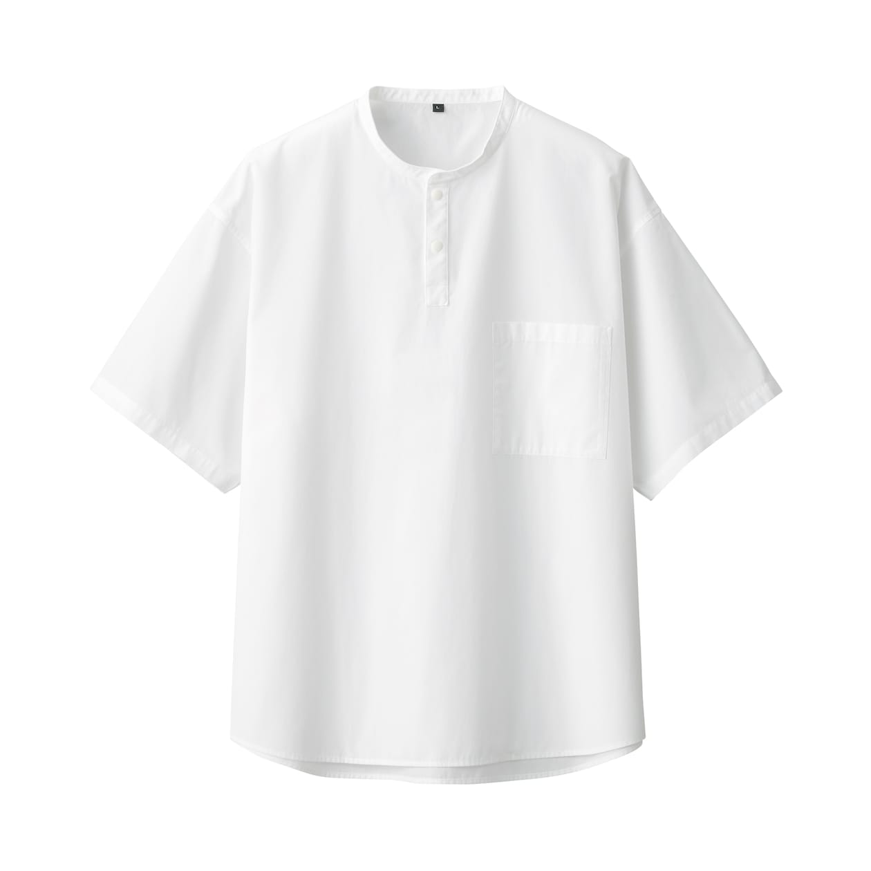 【欧米サイズ】紳士　涼感ヘンリーネック半袖布帛Ｔシャツ
