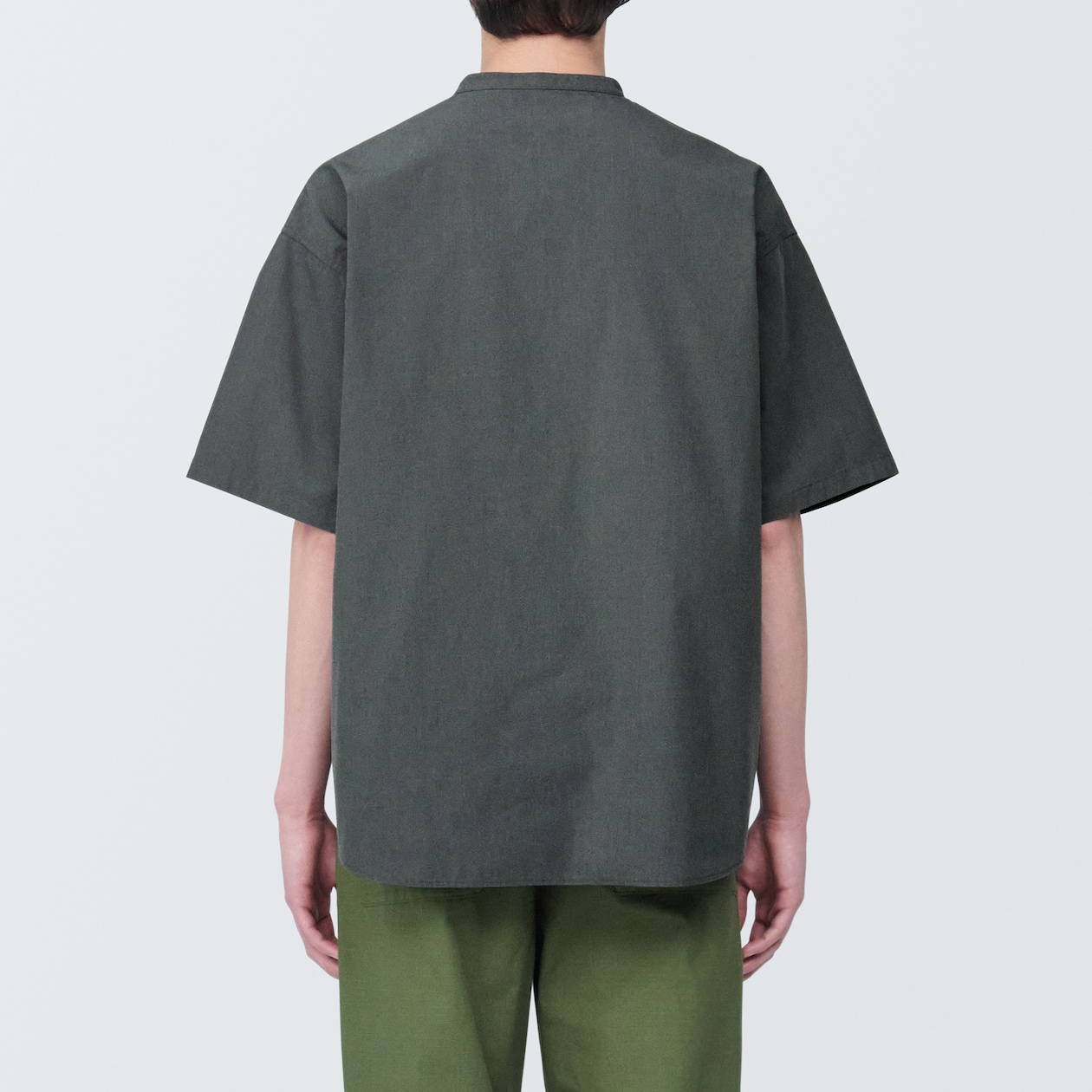 【欧米サイズ】紳士　涼感ヘンリーネック半袖布帛Ｔシャツ