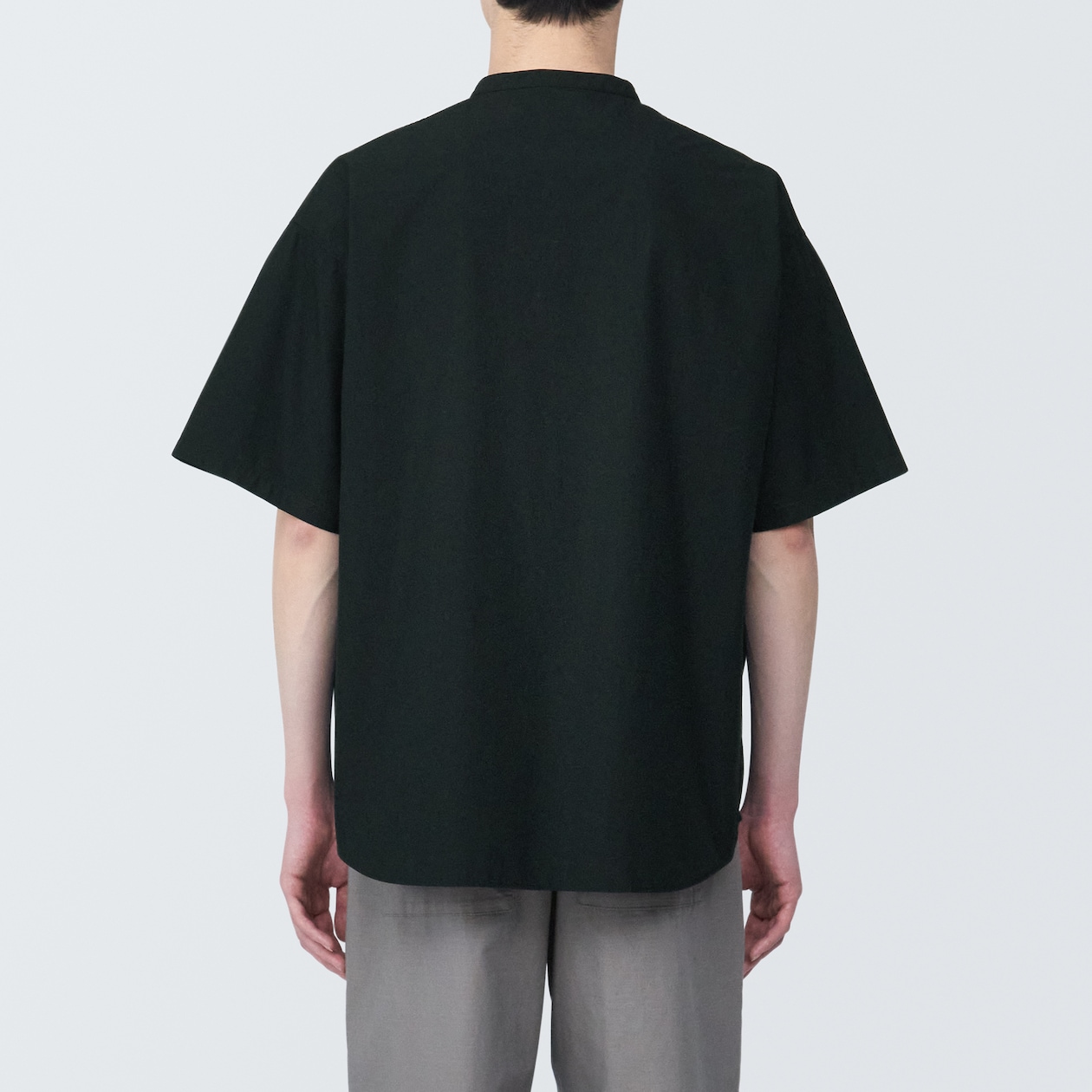 【欧米サイズ】紳士　涼感ヘンリーネック半袖布帛Ｔシャツ