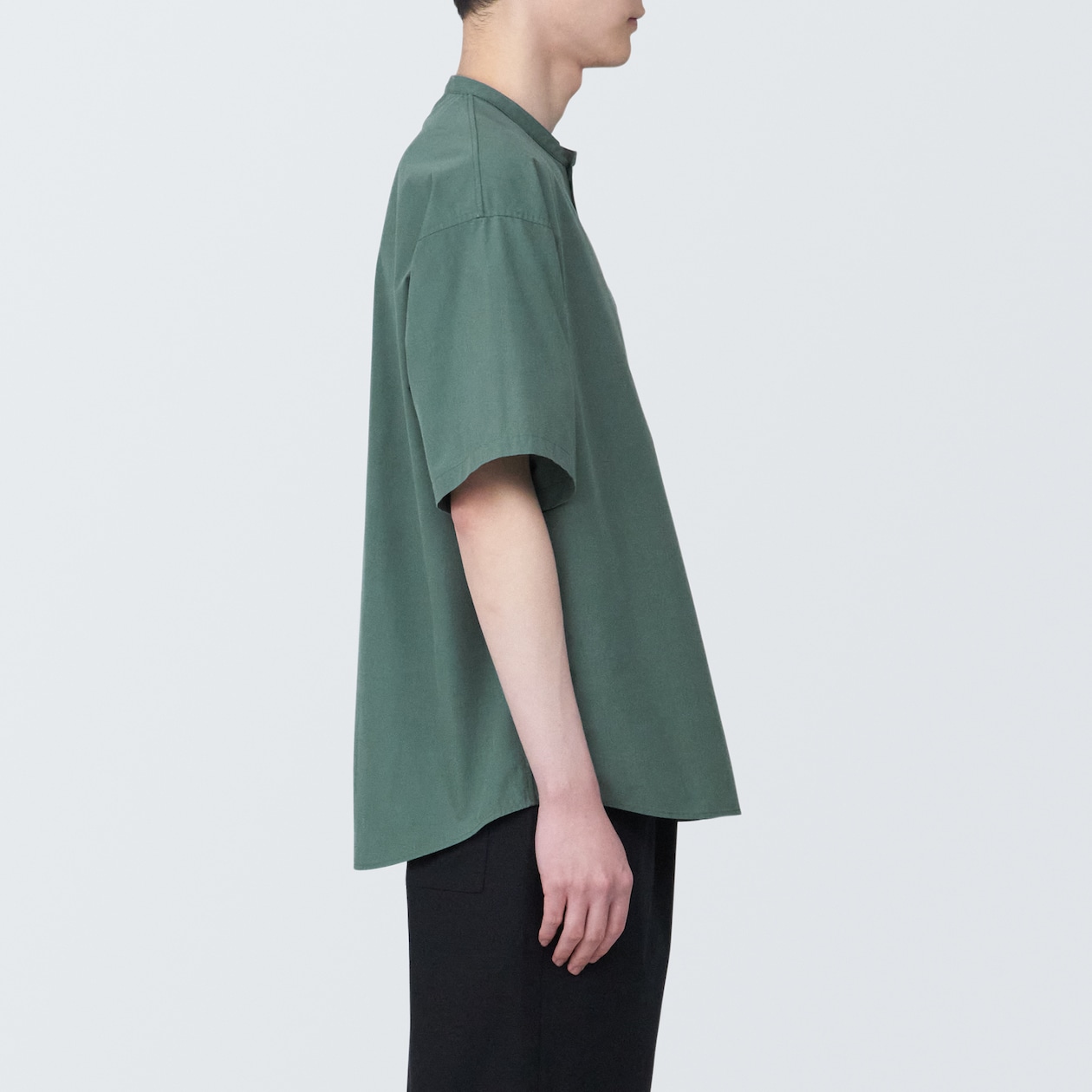 【欧米サイズ】紳士　涼感ヘンリーネック半袖布帛Ｔシャツ