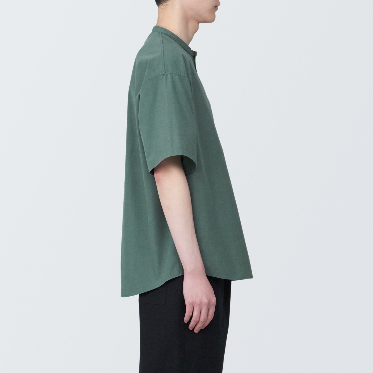 【欧米サイズ】紳士　涼感ヘンリーネック半袖布帛Ｔシャツ