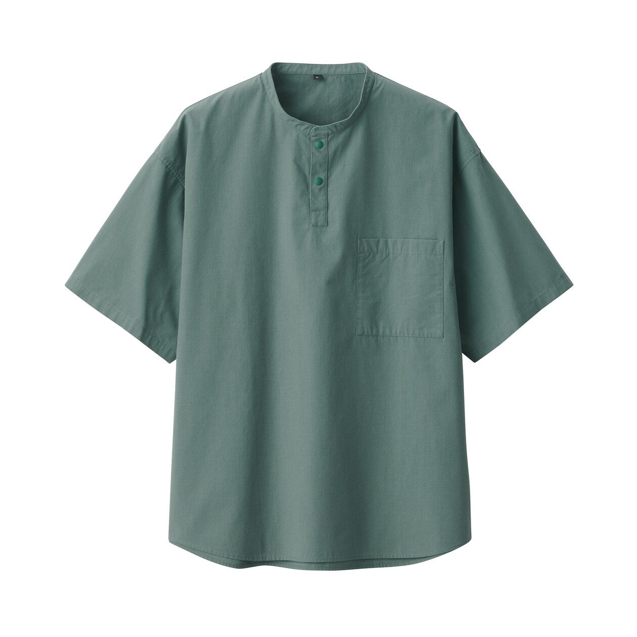 【欧米サイズ】紳士　涼感ヘンリーネック半袖布帛Ｔシャツ