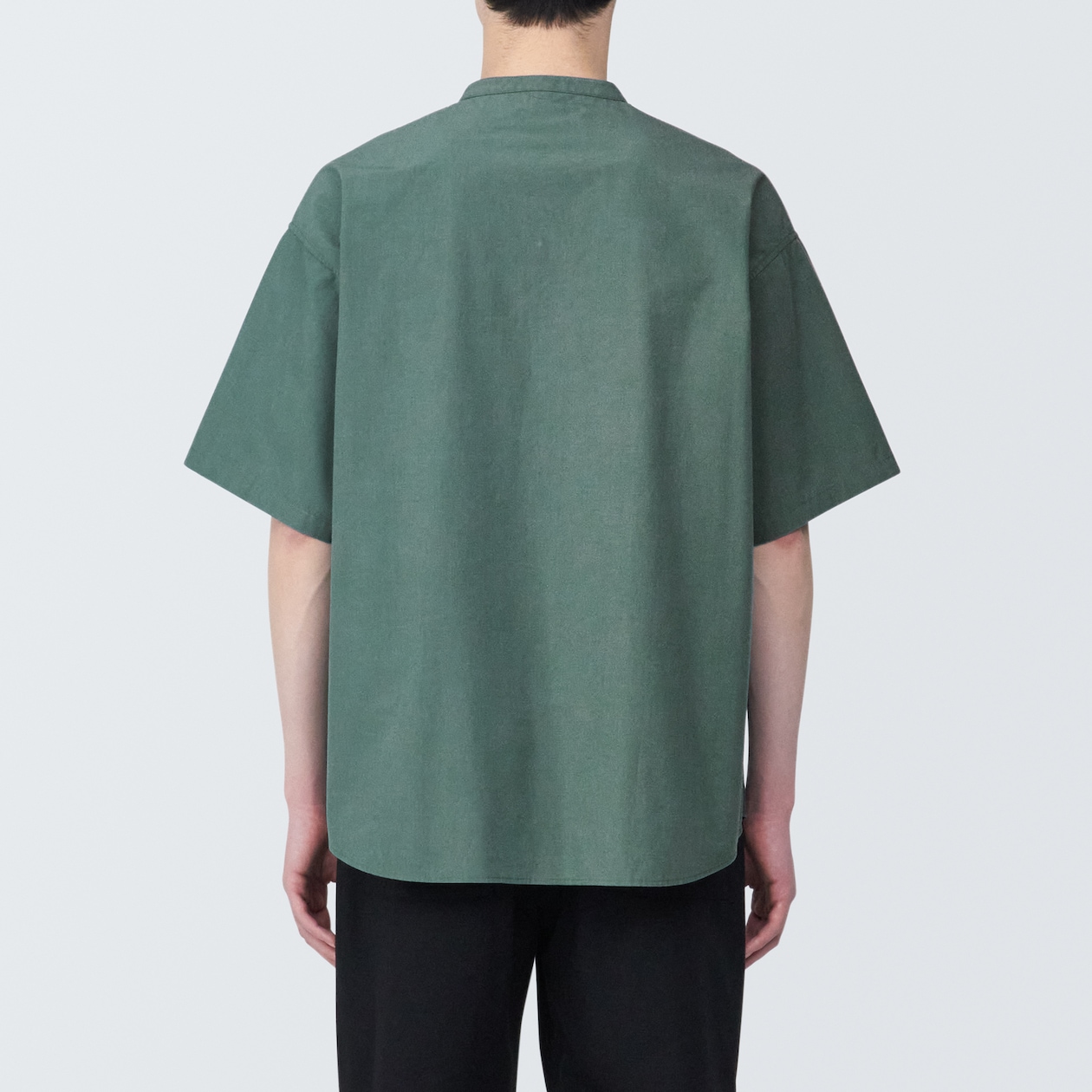 【欧米サイズ】紳士　涼感ヘンリーネック半袖布帛Ｔシャツ