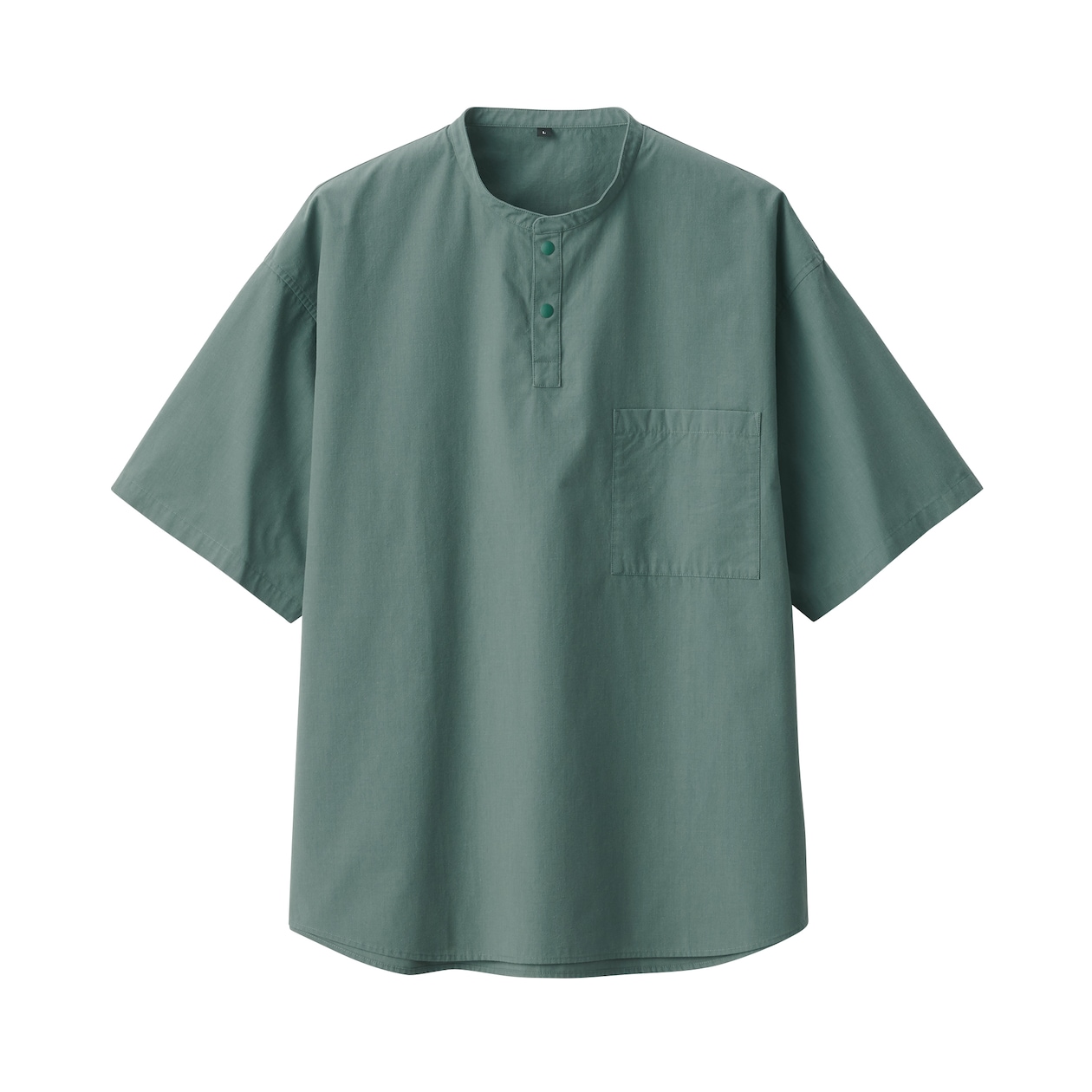 【欧米サイズ】紳士　涼感ヘンリーネック半袖布帛Ｔシャツ