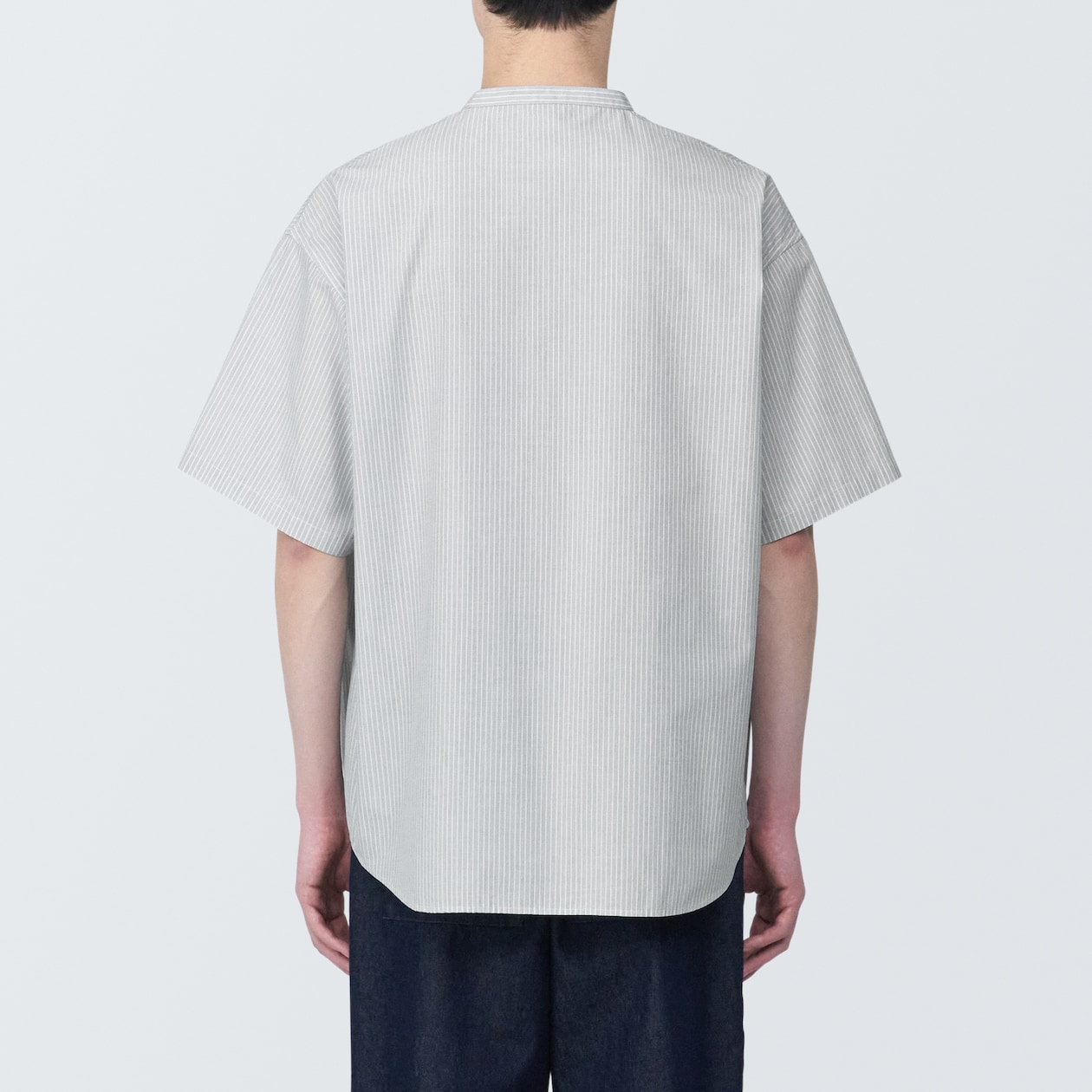 【欧米サイズ】紳士　涼感ヘンリーネック半袖布帛Ｔシャツ