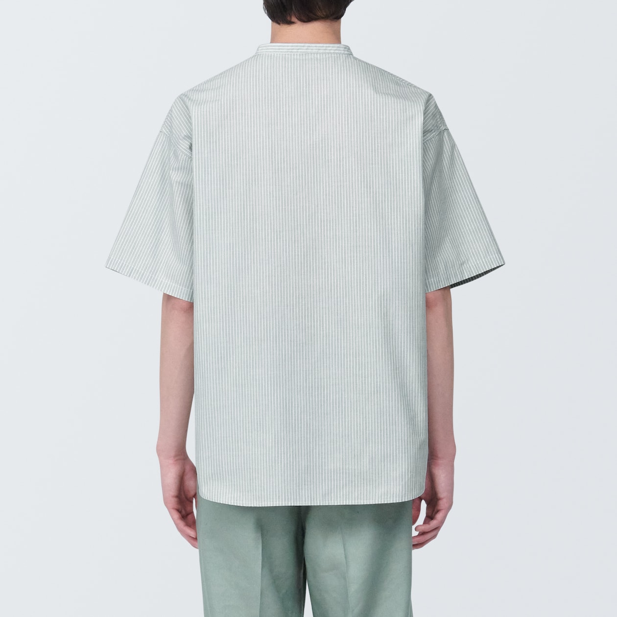 【欧米サイズ】紳士　涼感ヘンリーネック半袖布帛Ｔシャツ