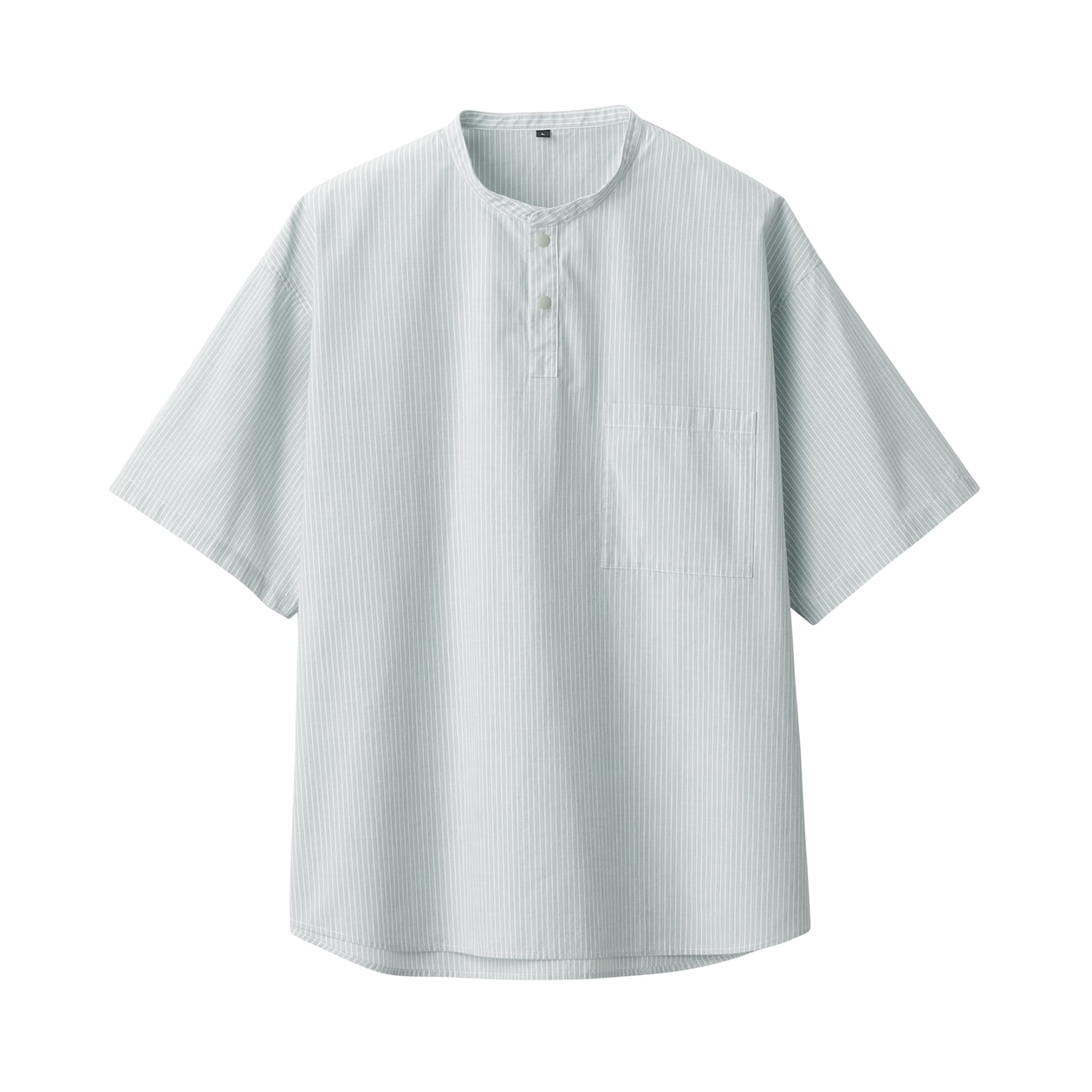 【欧米サイズ】紳士　涼感ヘンリーネック半袖布帛Ｔシャツ