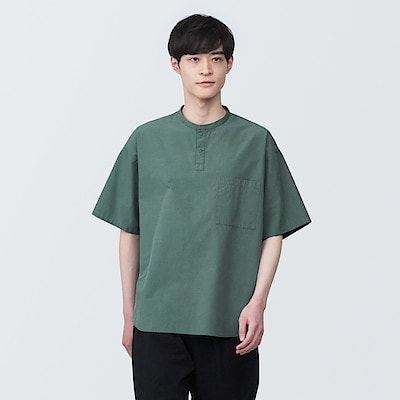 紳士　涼感ヘンリーネック半袖布帛Ｔシャツ（2024年仕様）