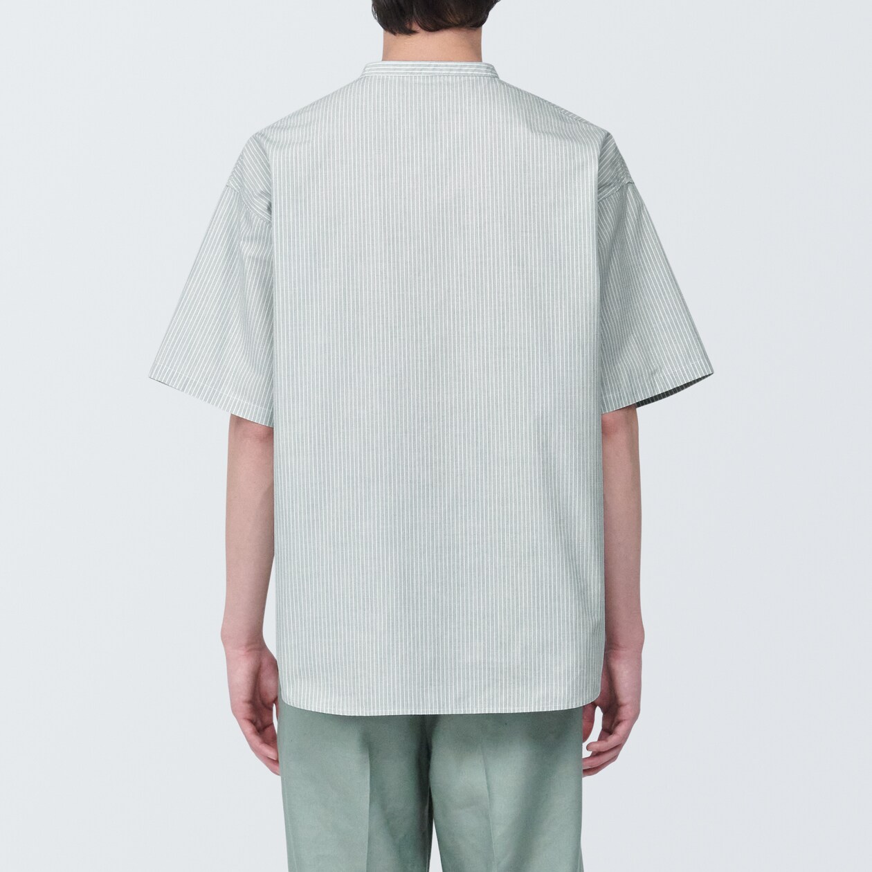 紳士　涼感ヘンリーネック半袖布帛Ｔシャツ