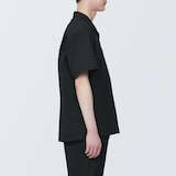 紳士　風を通すストレッチサッカーオープンカラー半袖シャツ