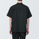 紳士　風を通すストレッチサッカーオープンカラー半袖シャツ