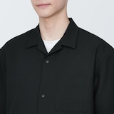 紳士　風を通すストレッチサッカーオープンカラー半袖シャツ