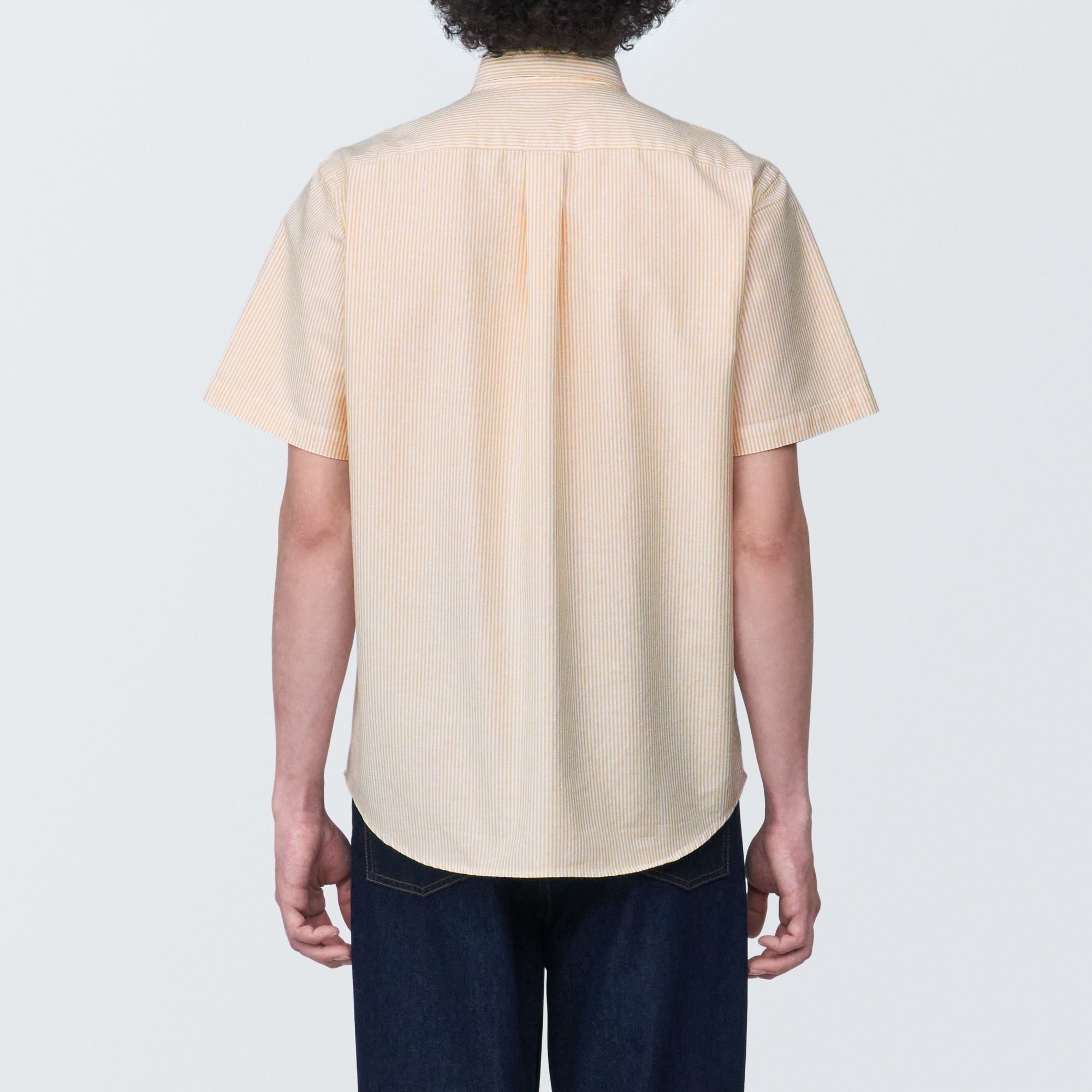 【欧米サイズ】紳士　洗いざらしオックスボタンダウン半袖シャツ