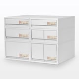 ポリプロピレン　小物収納ケース　大　引出２個　ホワイトグレー