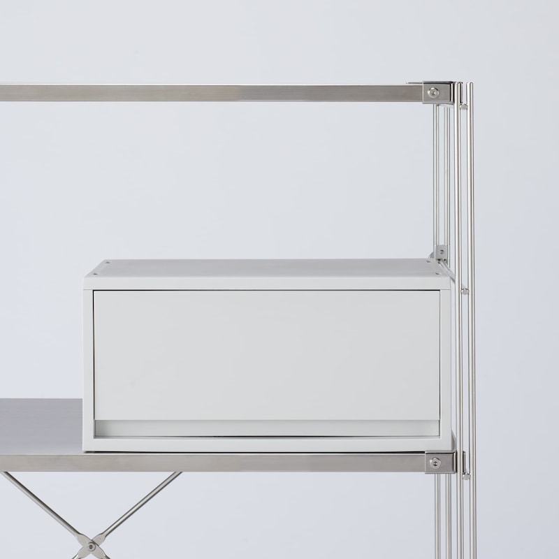 ポリプロピレン　小物収納ケース　ワイド　大　ホワイトグレー