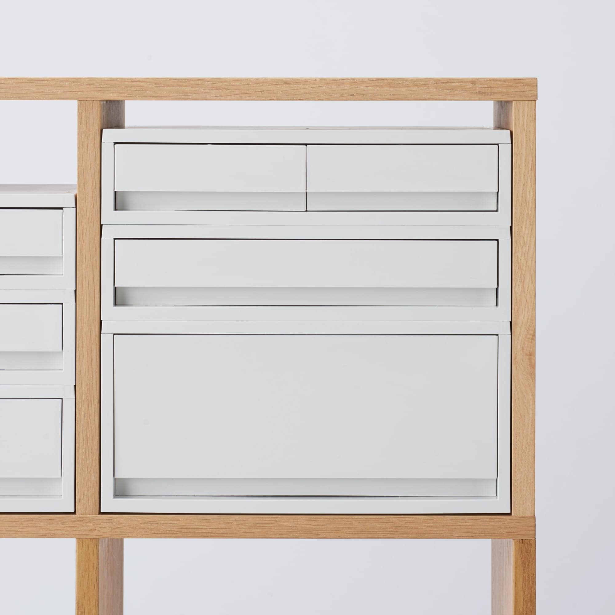 ポリプロピレン　小物収納ケース　ワイド　大　ホワイトグレー