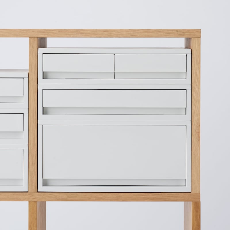 ポリプロピレン　小物収納ケース　ワイド　大　ホワイトグレー