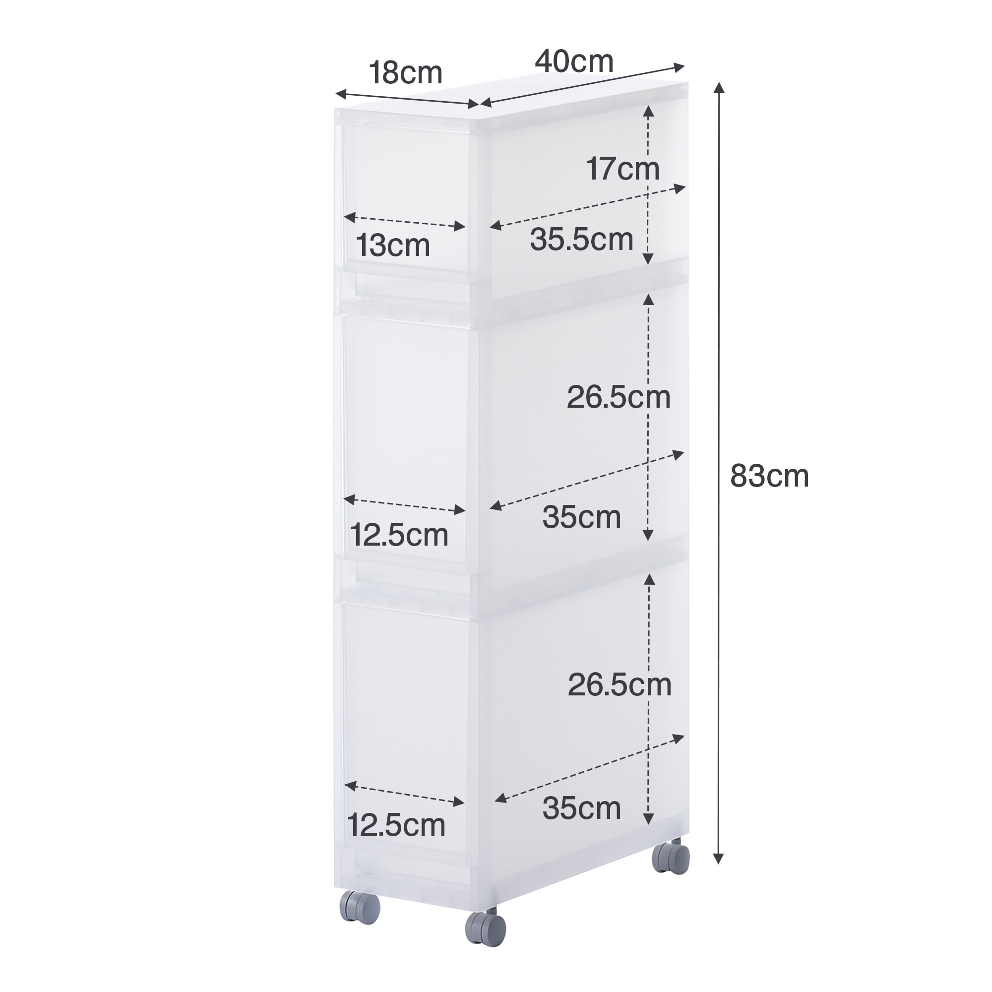 ポリプロピレン　収納ストッカー　キャスター付１