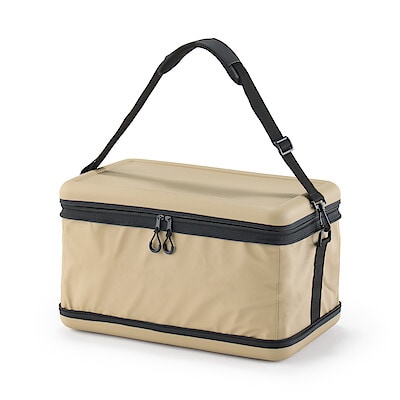 たためるソフトクーラーバッグ　ショルダーベルト付　ベージュ　約４６×２７×２４ｃｍ　３０Ｌ